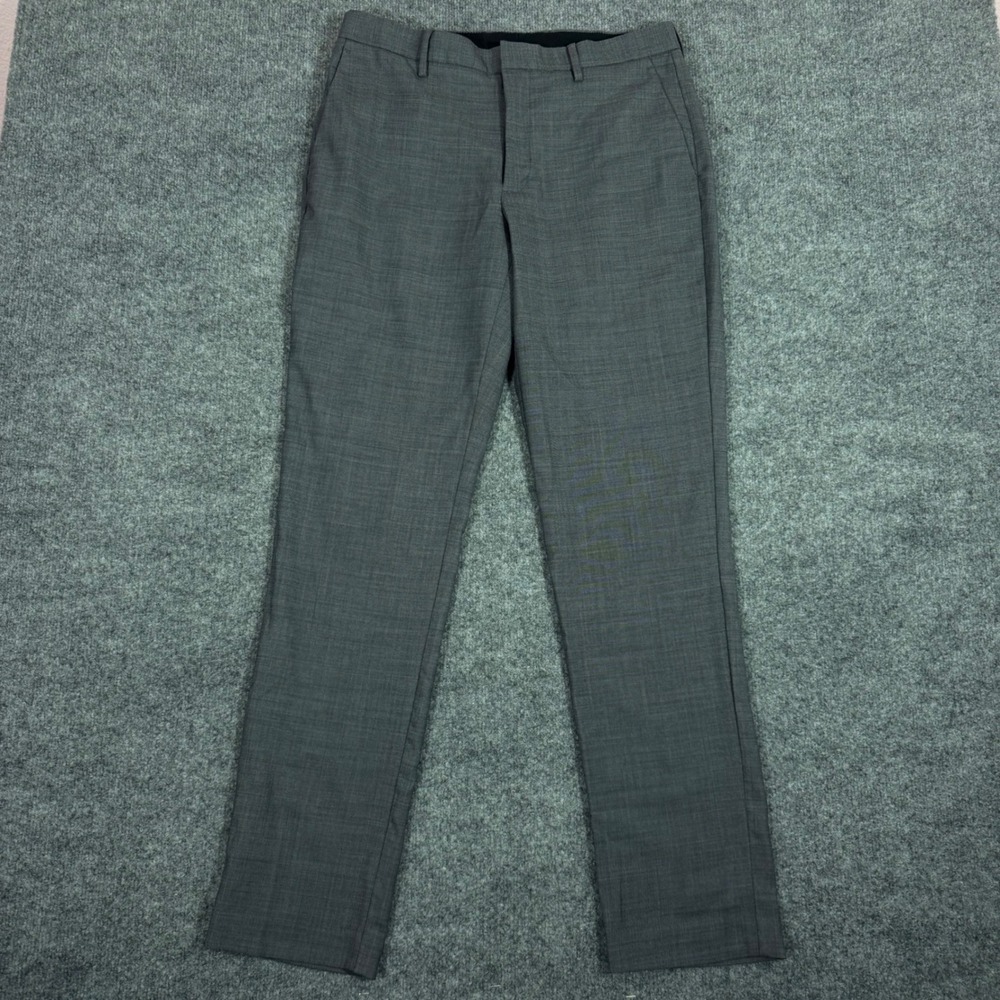 J.Crew Bowery Slim Dress Pants Mens 31x32 Gray Wool Blend Trousers EUC J6061